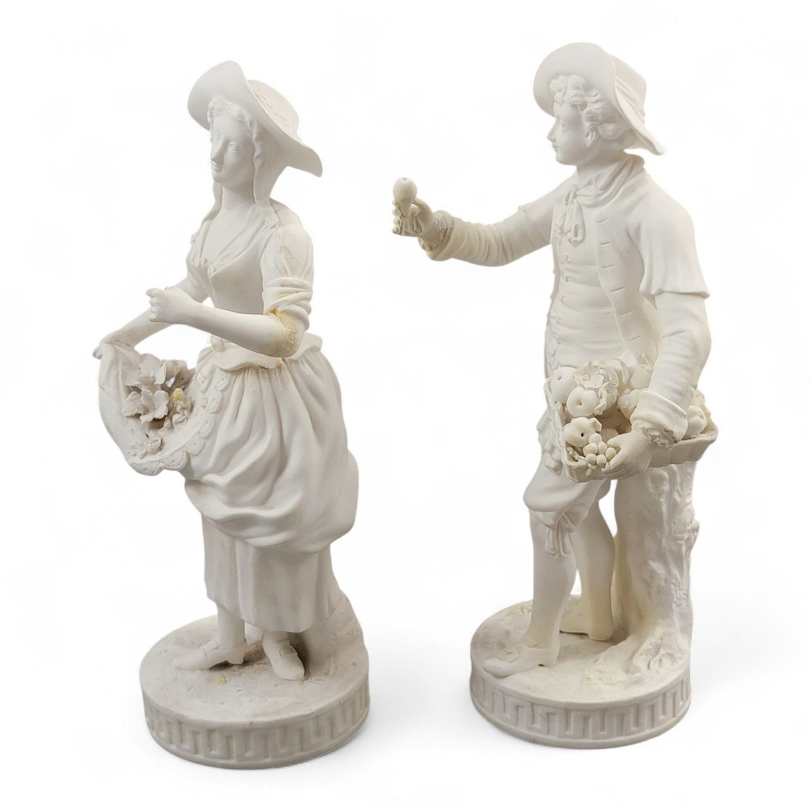 Anique Victorian Minton Parian Biscuit Porcelain Figures “The Gardeners”, C.1845 photo furniture