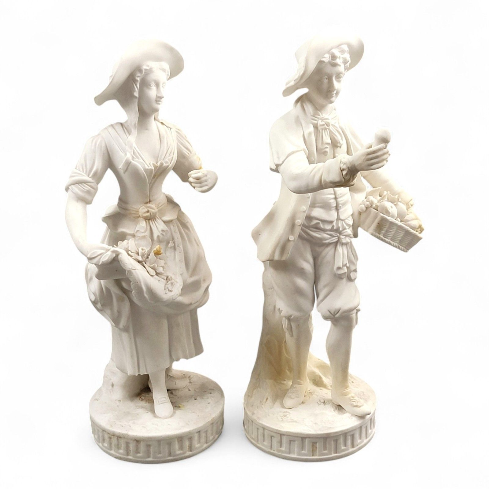 Anique Victorian Minton Parian Biscuit Porcelain Figures “The Gardeners”, C.1845 photo buy