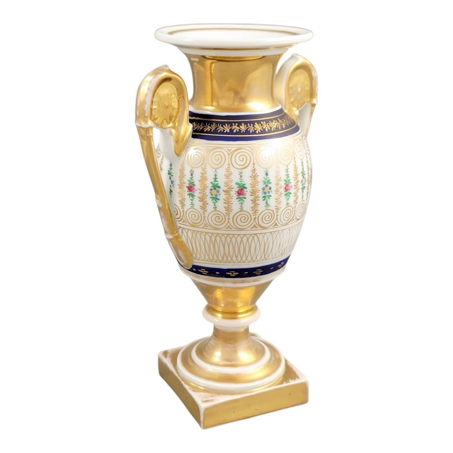 Antique Old Paris Empire Porcelain Vase C. 1820 Cobalt & Gilt 24.5 Cm