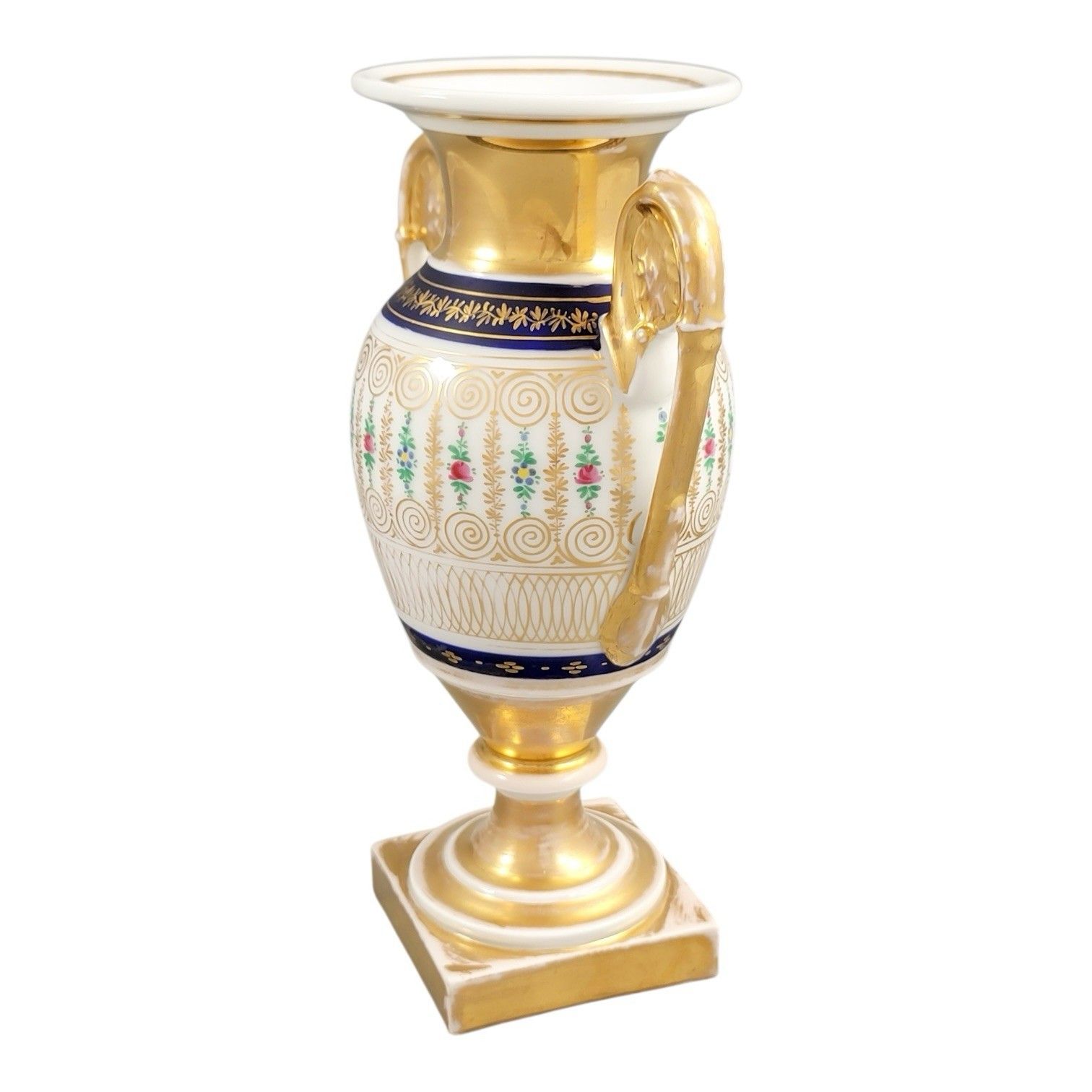 Antique Old Paris Empire Porcelain Vase C. 1820 Cobalt & Gilt 24.5 Cm photo for sale