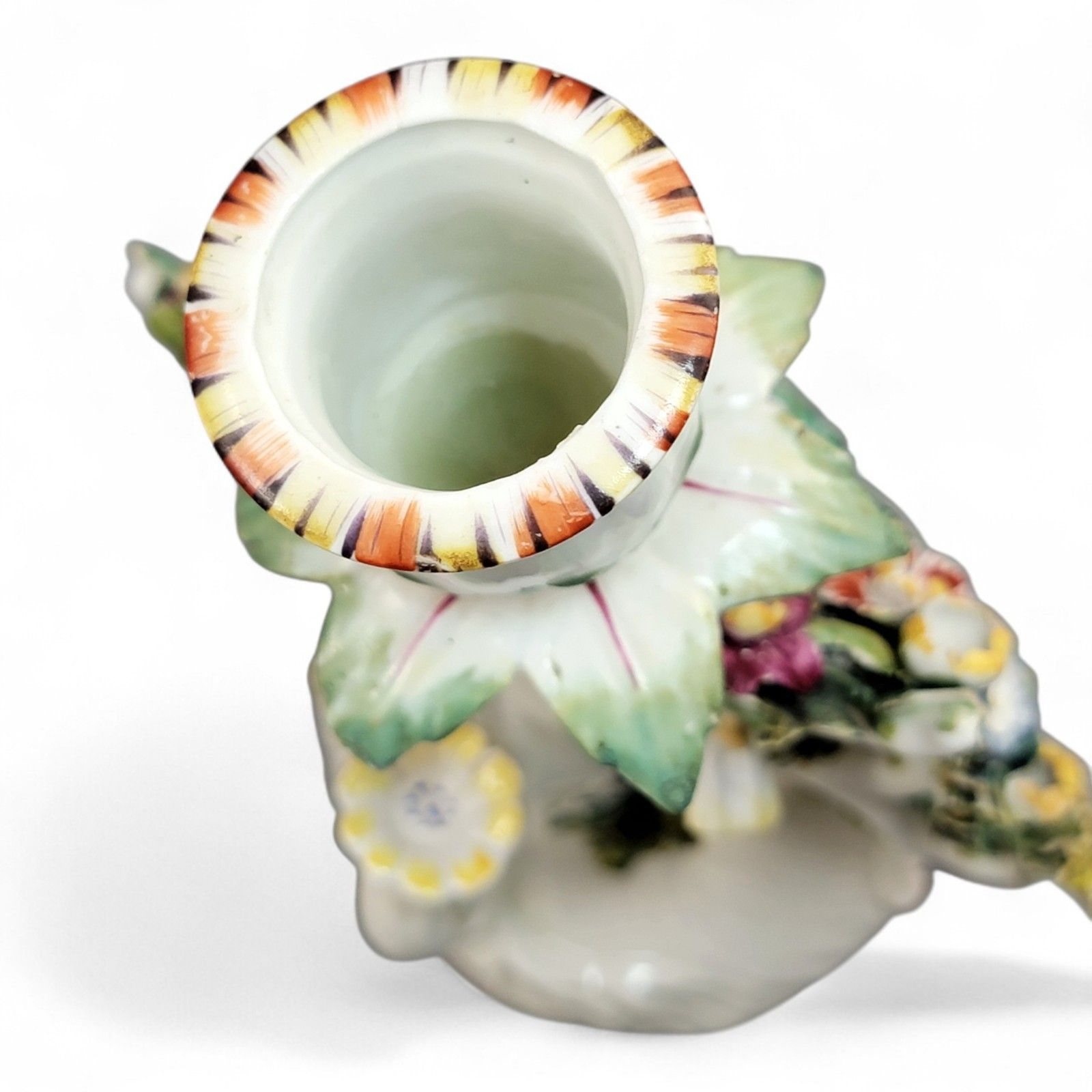 photo furniture Georgian Derby Porcelain “Fable” Candlestick C.1760, Dog & Birds, Rococo Base