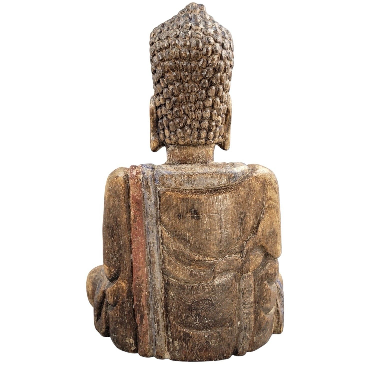 19thc Chinese Temple Wood Buddha, Fine Carving, Candle Aperture photo 3000.0