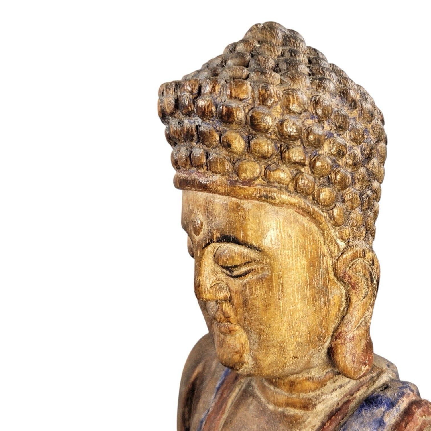 photo vinterior 19thc Chinese Temple Wood Buddha, Fine Carving, Candle Aperture