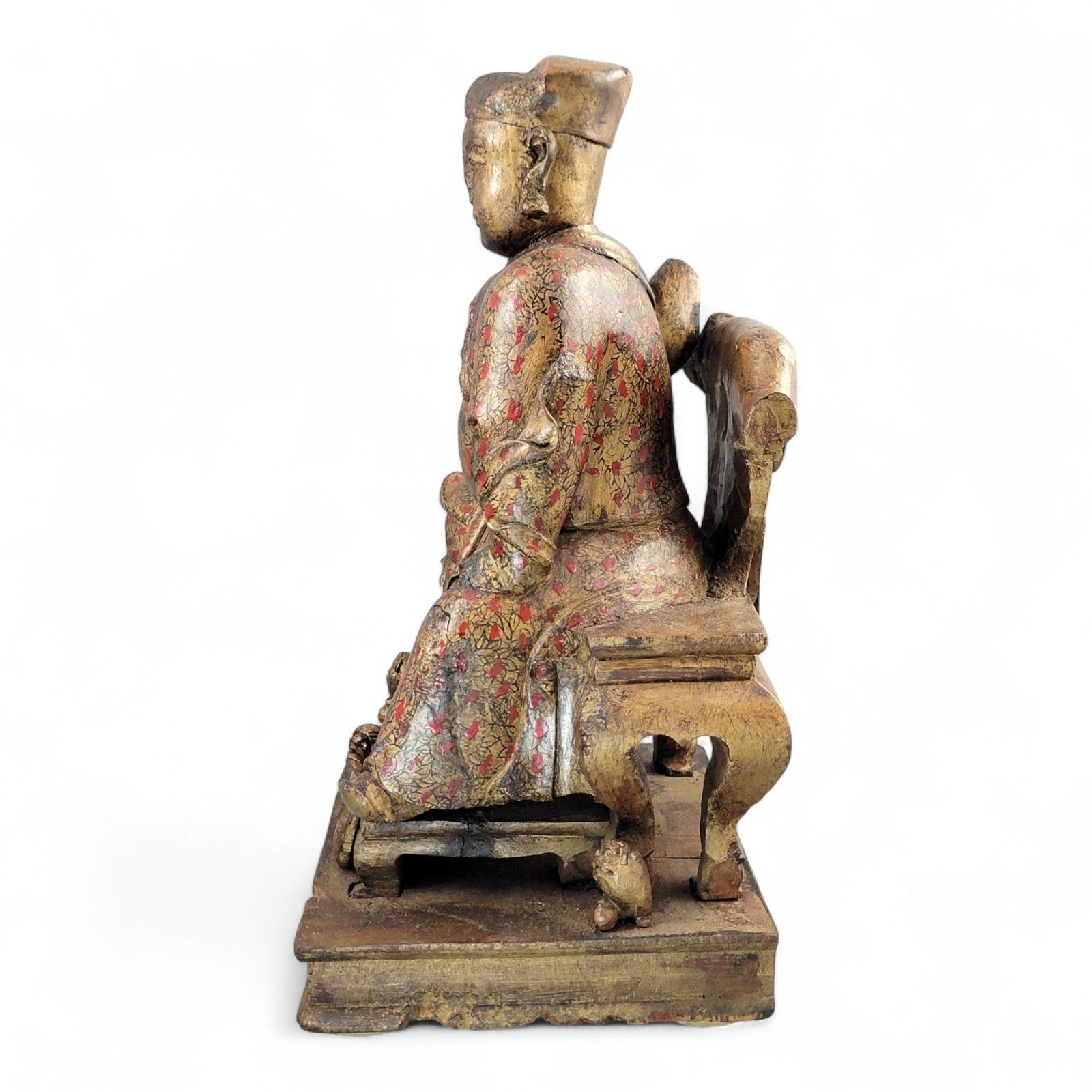 Early Chinese, Gilt, Painted Wood, Temple Figure, Civil Official, C.1650 photo furniture