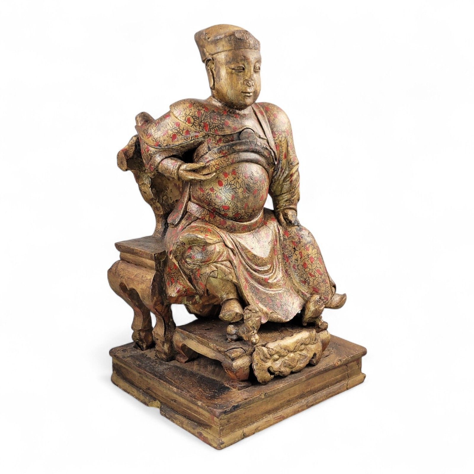 photo furniture Early Chinese, Gilt, Painted Wood, Temple Figure, Civil Official, C.1650