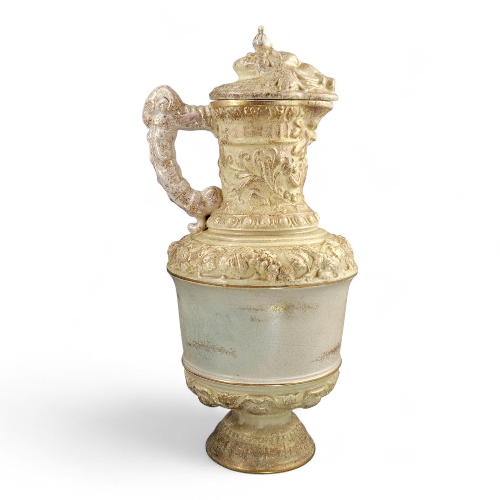 Antique Monumental French Wine Ewer C.1875–95 Choisy Le Roi Or Sarreguemines photo 550.0