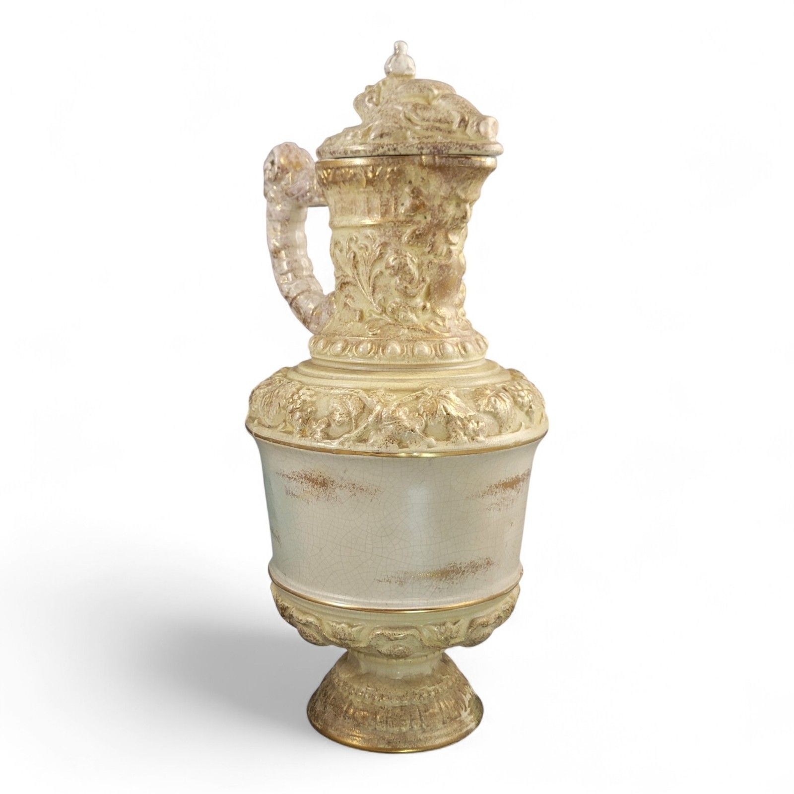 Antique Monumental French Wine Ewer C.1875–95 Choisy Le Roi Or Sarreguemines photo vinterior