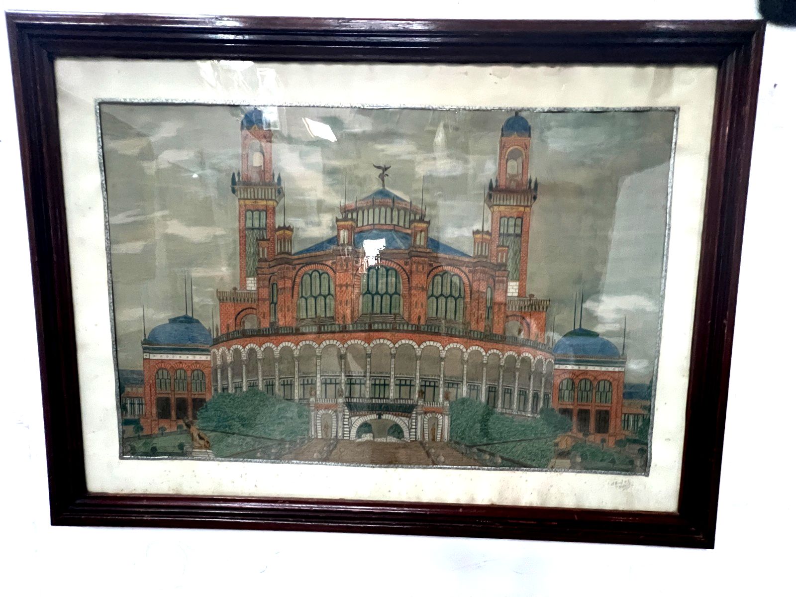 Le Trocadéro A Paris Color Drawing Signed And Dated 20th Century photo 658.0