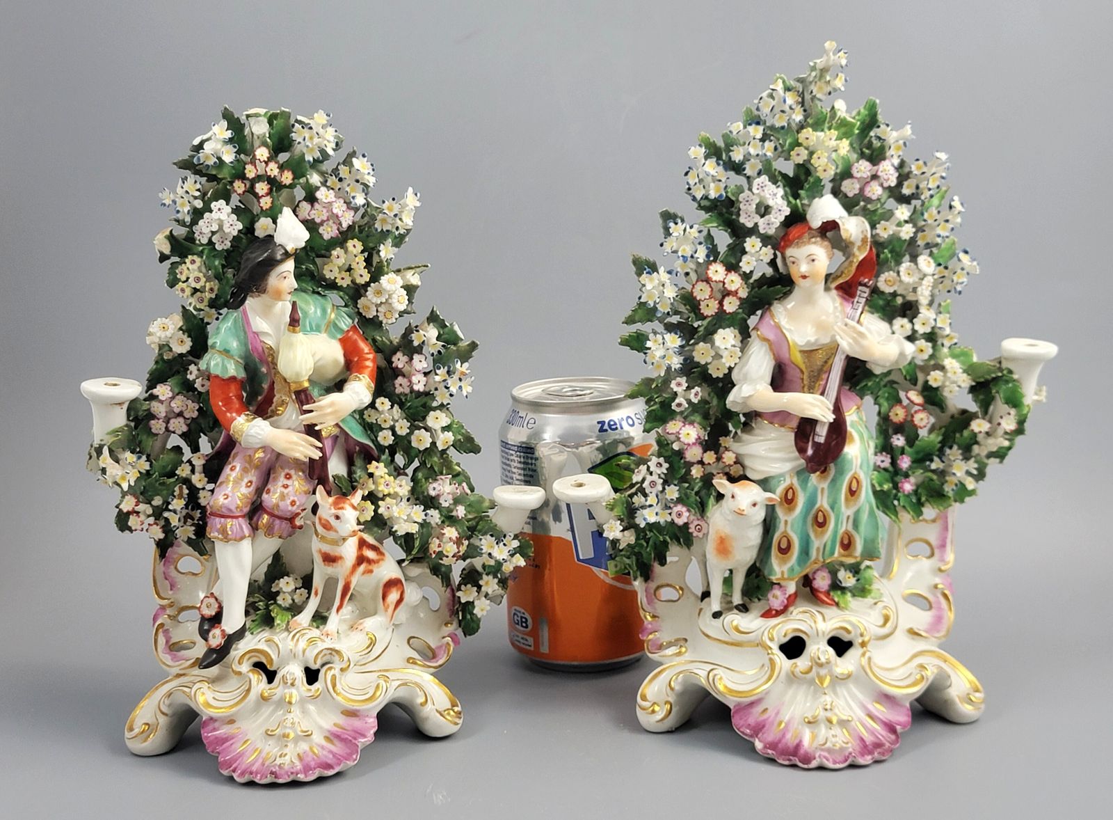 Derby Pair Of Candlestick Figures, Musicians With Bocage, C. 1765 photo Art