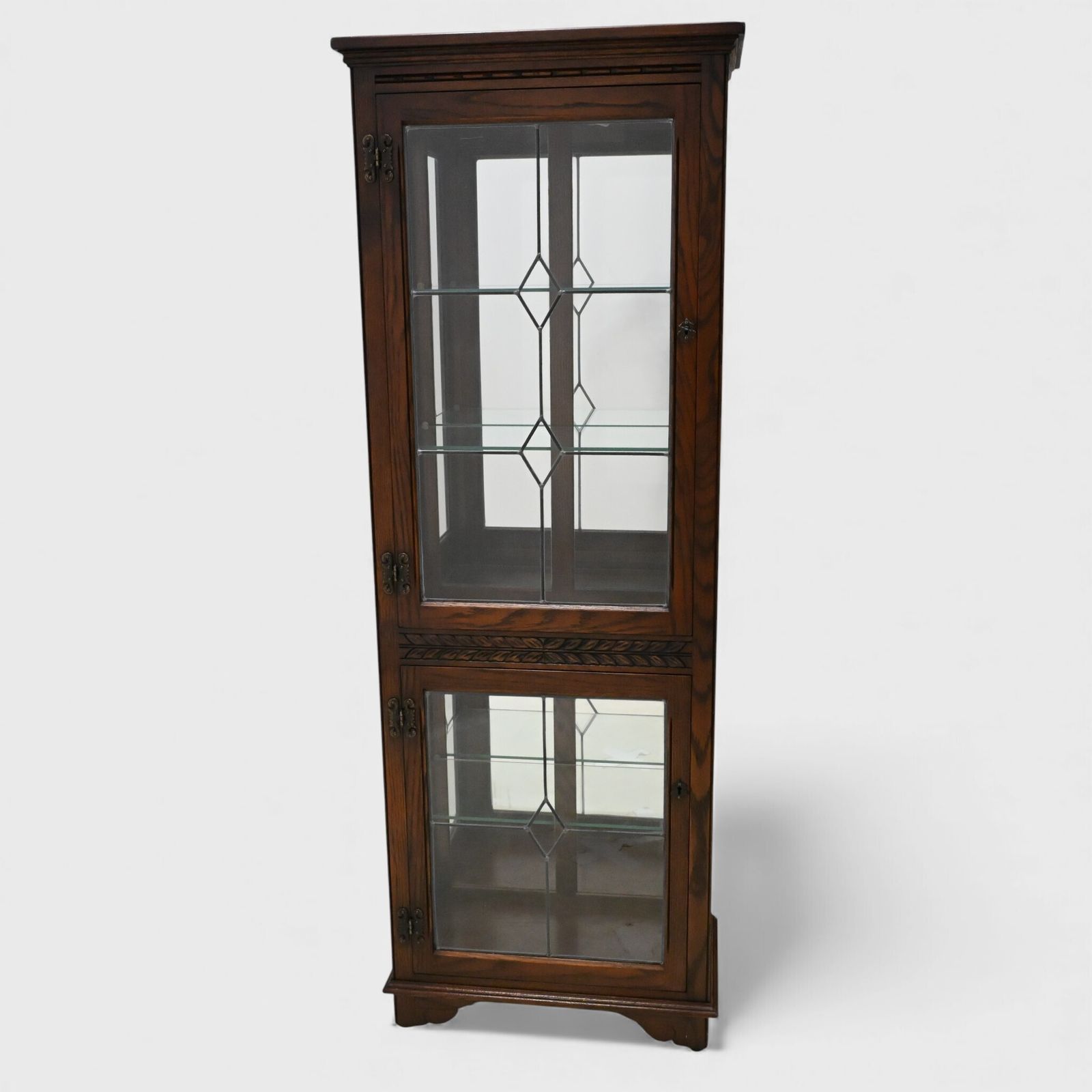 Old Charm Display Cabinet Tudor Brown Top Lighting Exc Free Nationwide Delivery* photo furniture