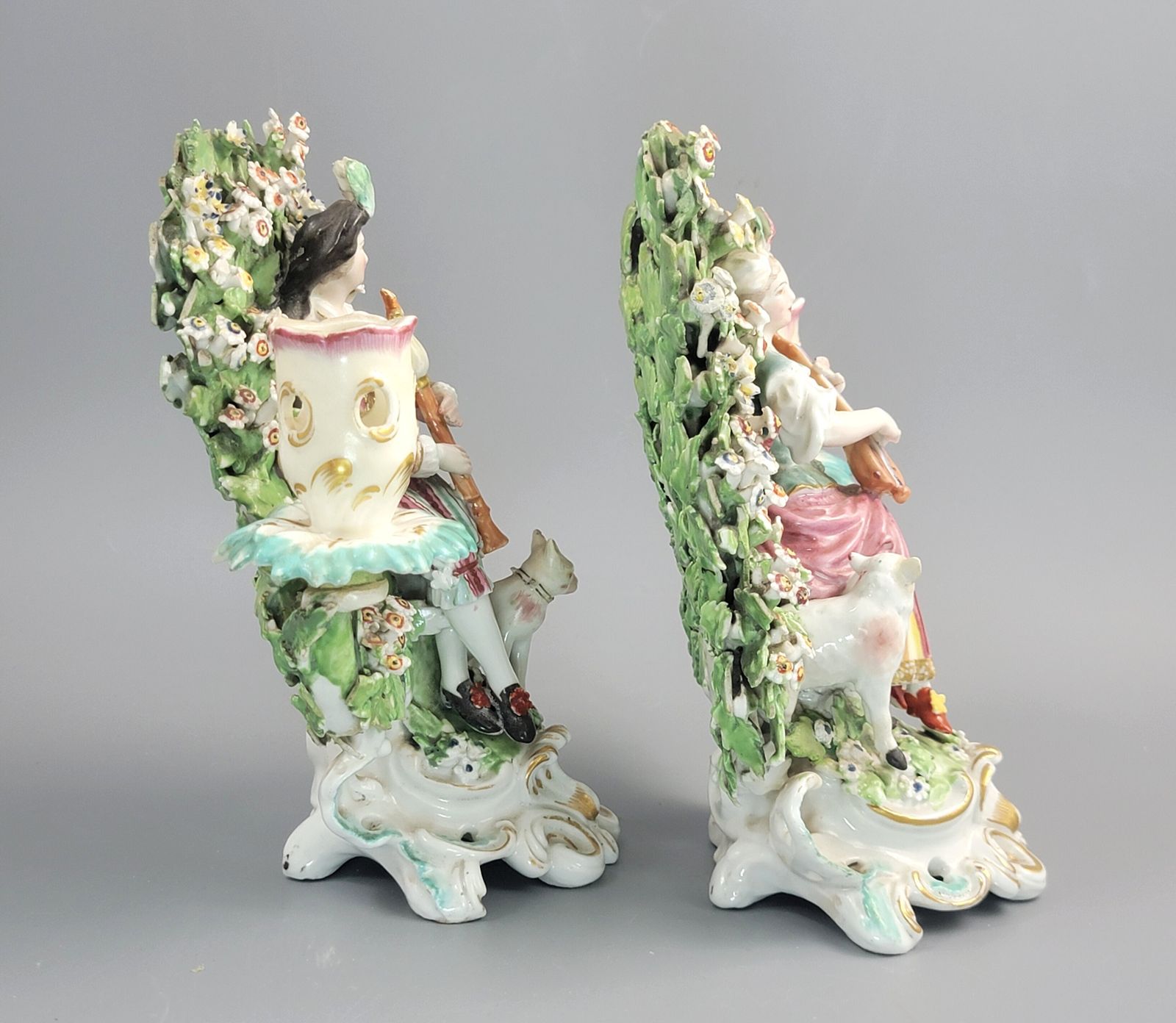 Derby Patch Mark Porcelain Musicians Candlesticks, C. 1765–1770 photo Art