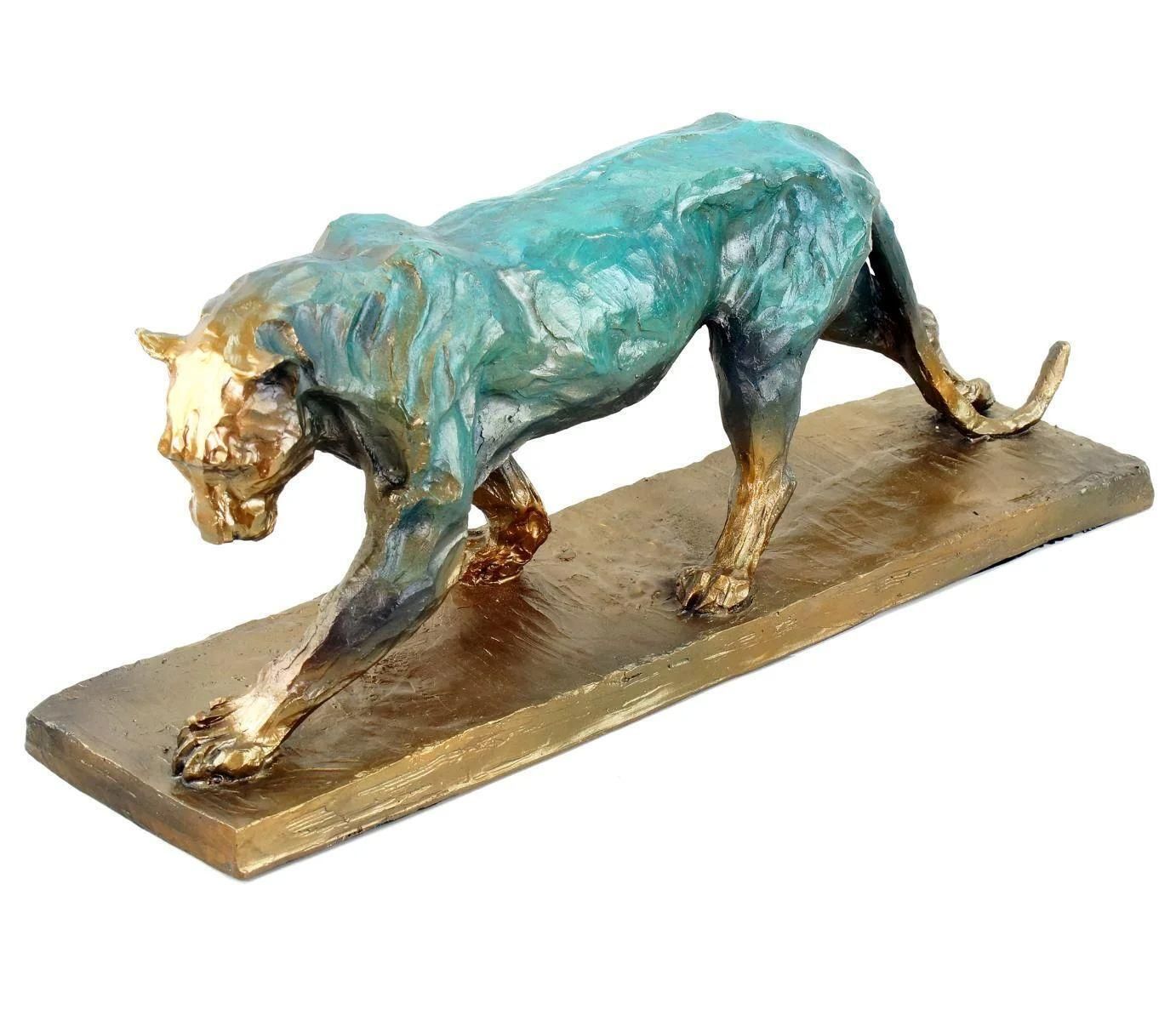 Walking Panther Statue In The Style Of Rembrandt Bugatti. Bronze Sculpture. photo vinterior