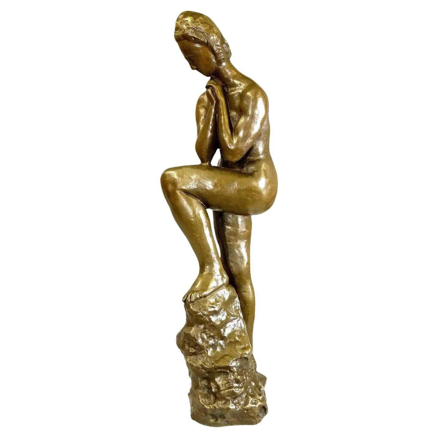 Bronze Sculpture, Nude Woman, 20th Century