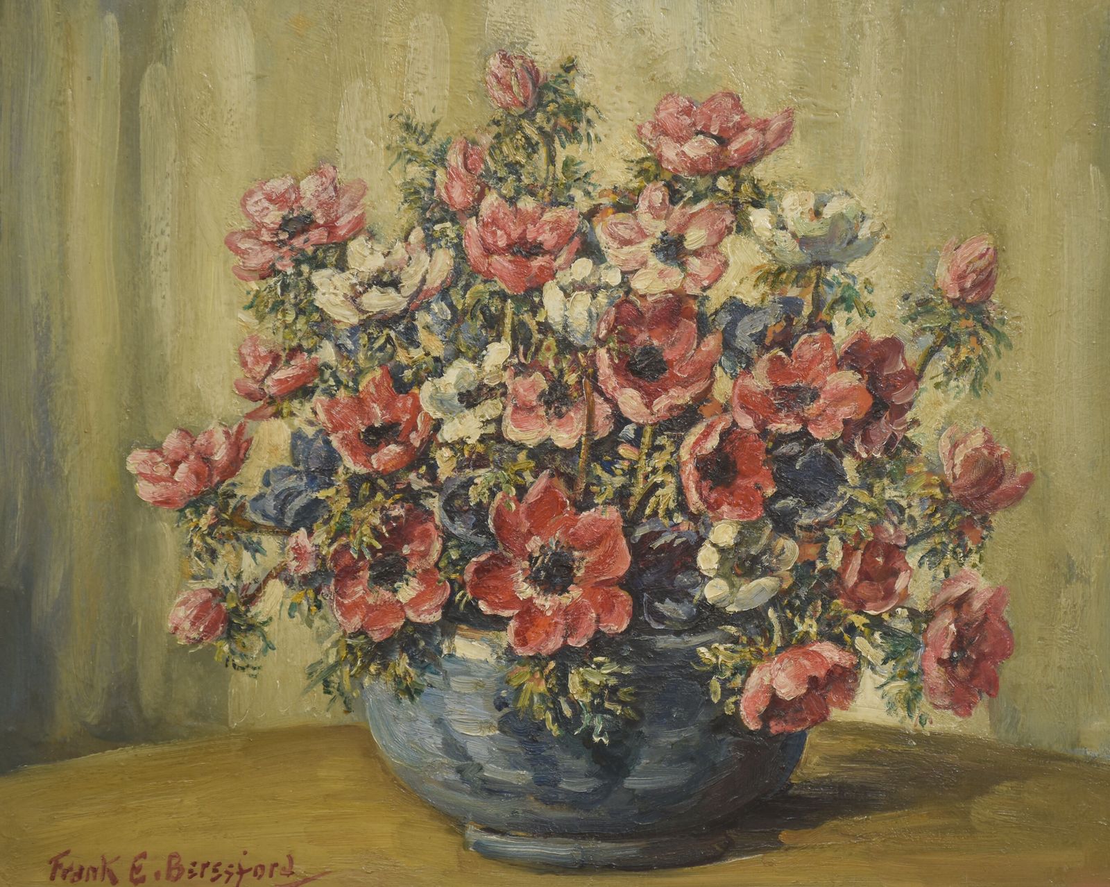 Oil On Canvas Still Life Of Flower photo furniture