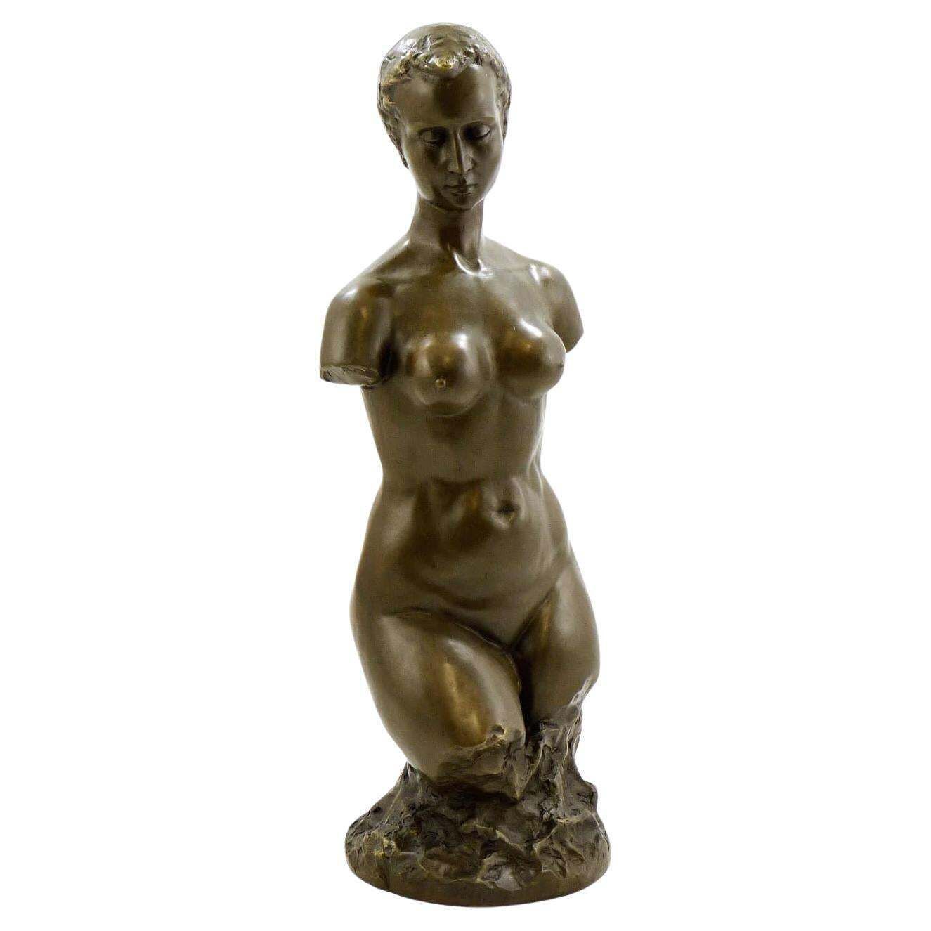 Bronze Sculpture Of A Woman's Torso, 20th Century