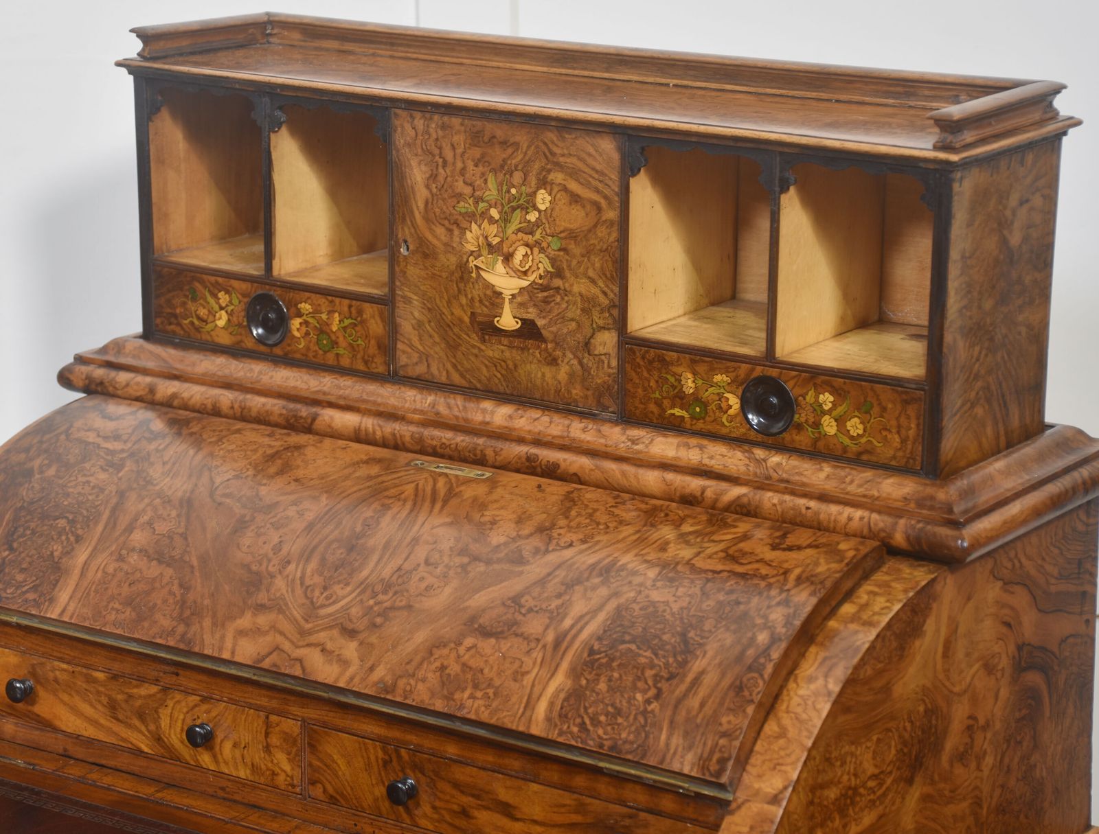 Burr Walnut Pop Up Davenport Desk photo vinterior