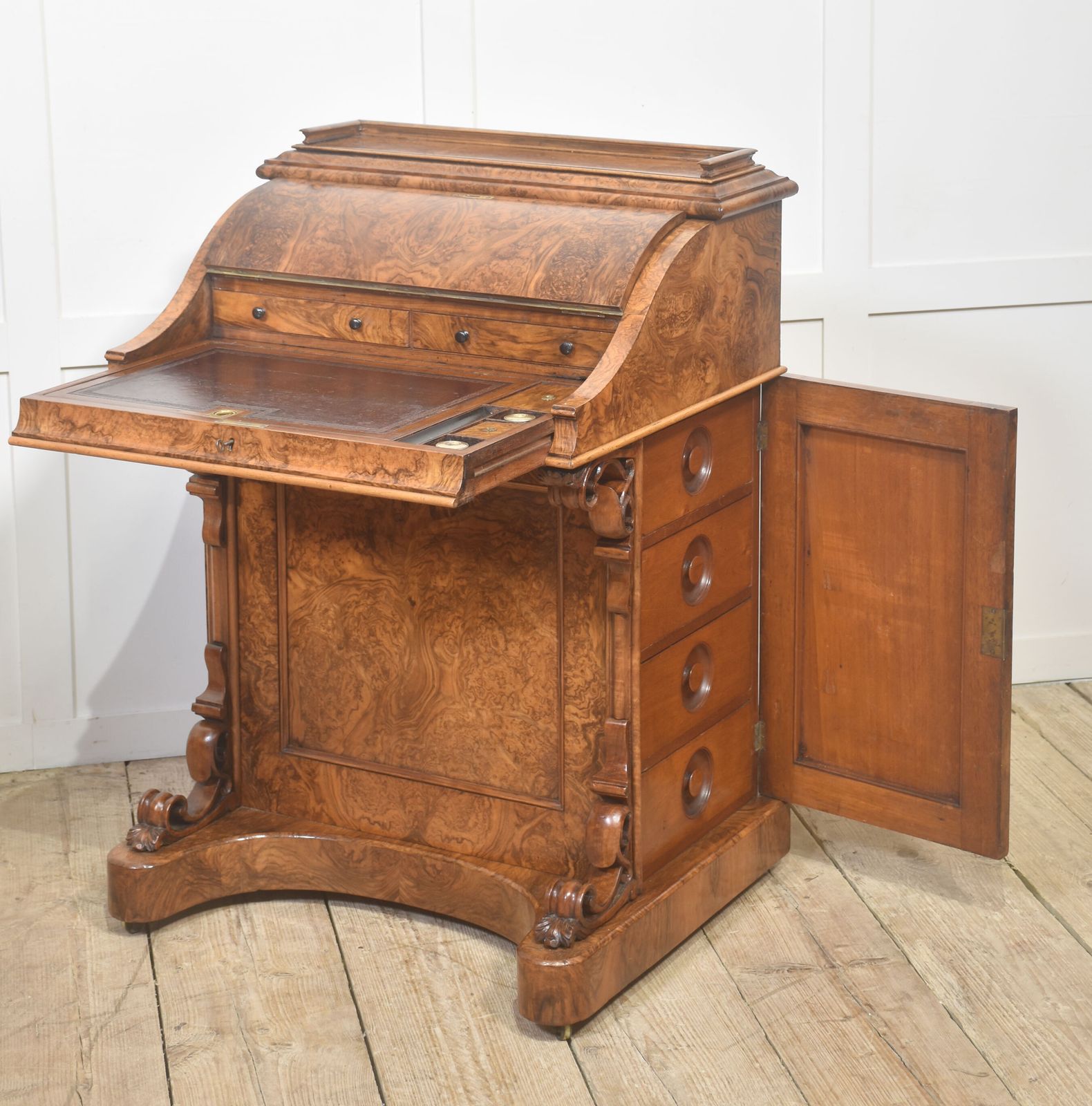 Burr Walnut Pop Up Davenport Desk photo vintage