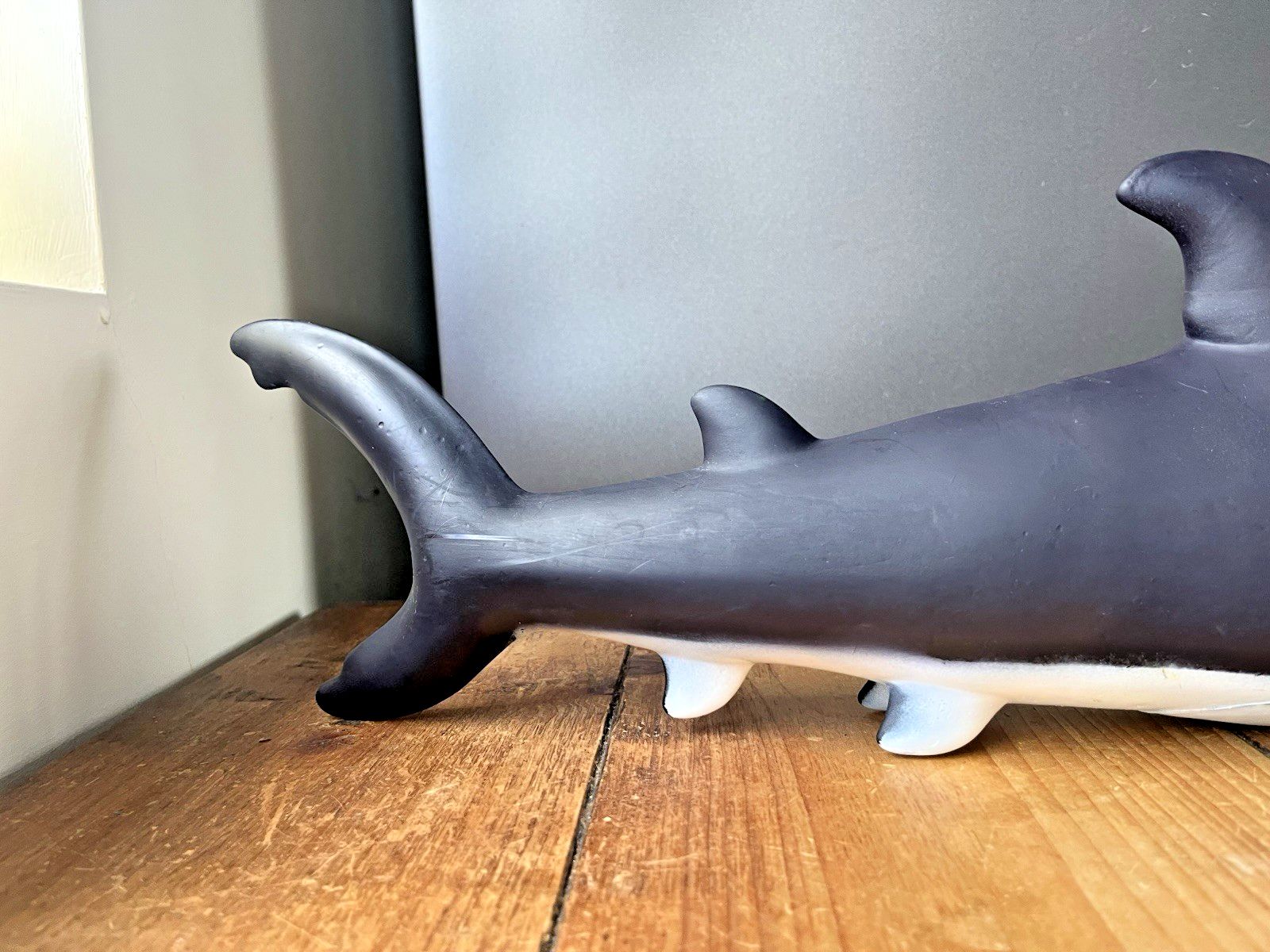 photo vinterior Large 20" Vintage Fast Champ Ind Ltd Hongkong Rubber Great White Shark Jaws Prop