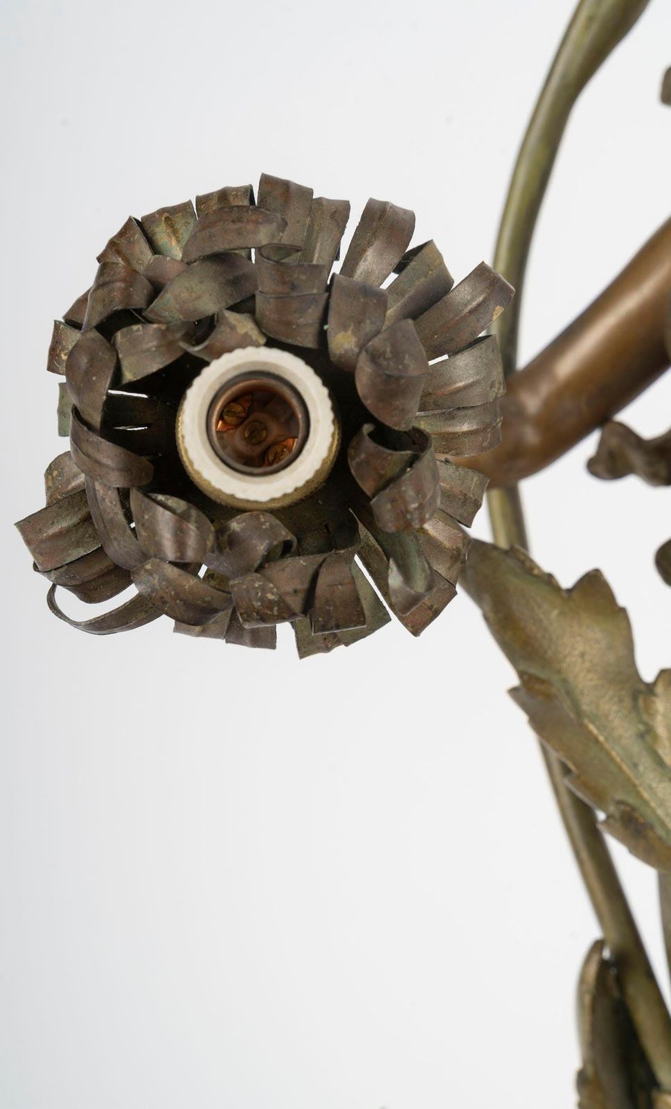 Art Nouveau Period Table Lamp, Circa 1900, Depicting A Woman With A Water Lily. photo Lighting