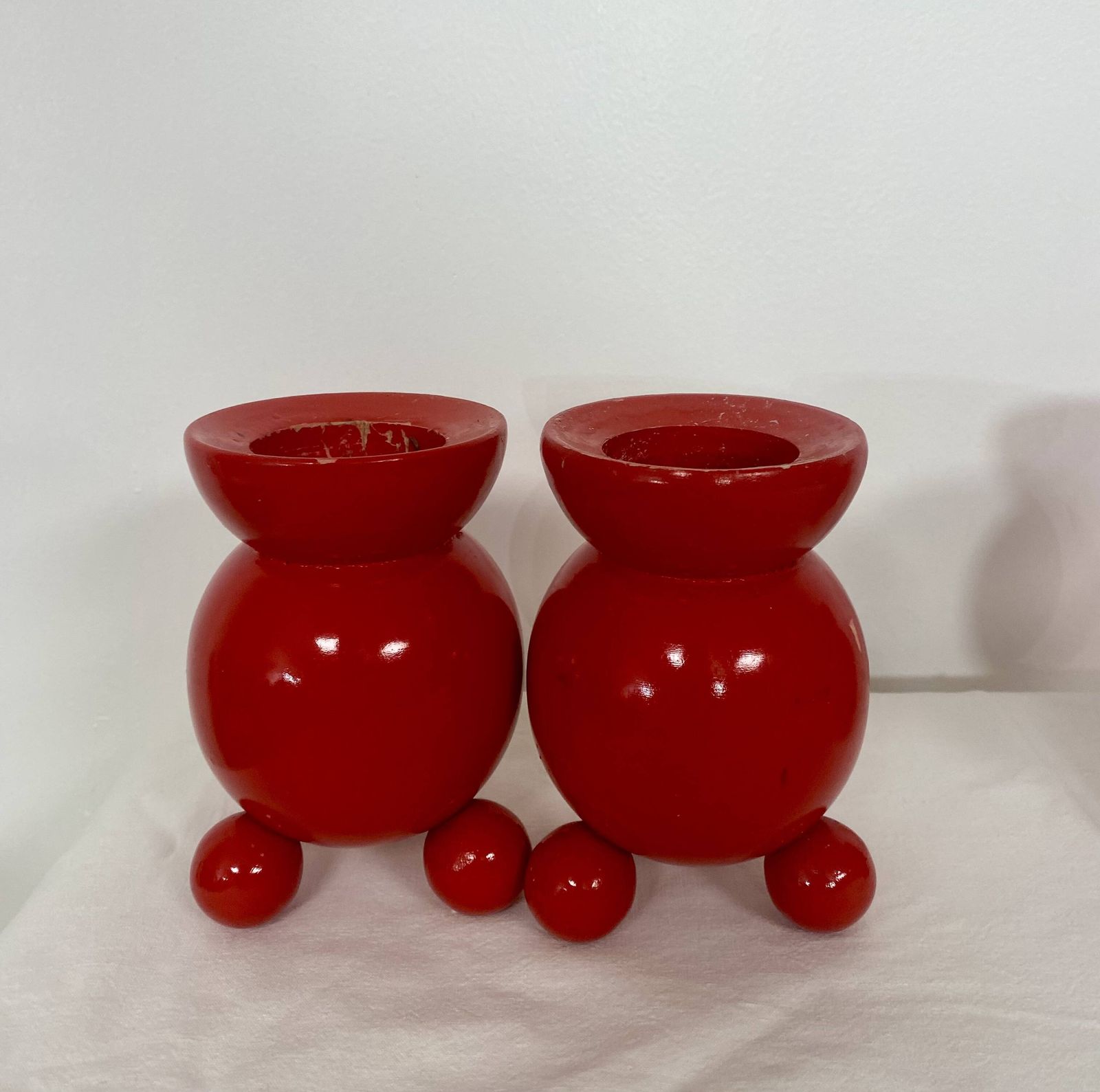Set Of 4 Swedish Wooden Candlesticks – 1950s photo Home Decor
