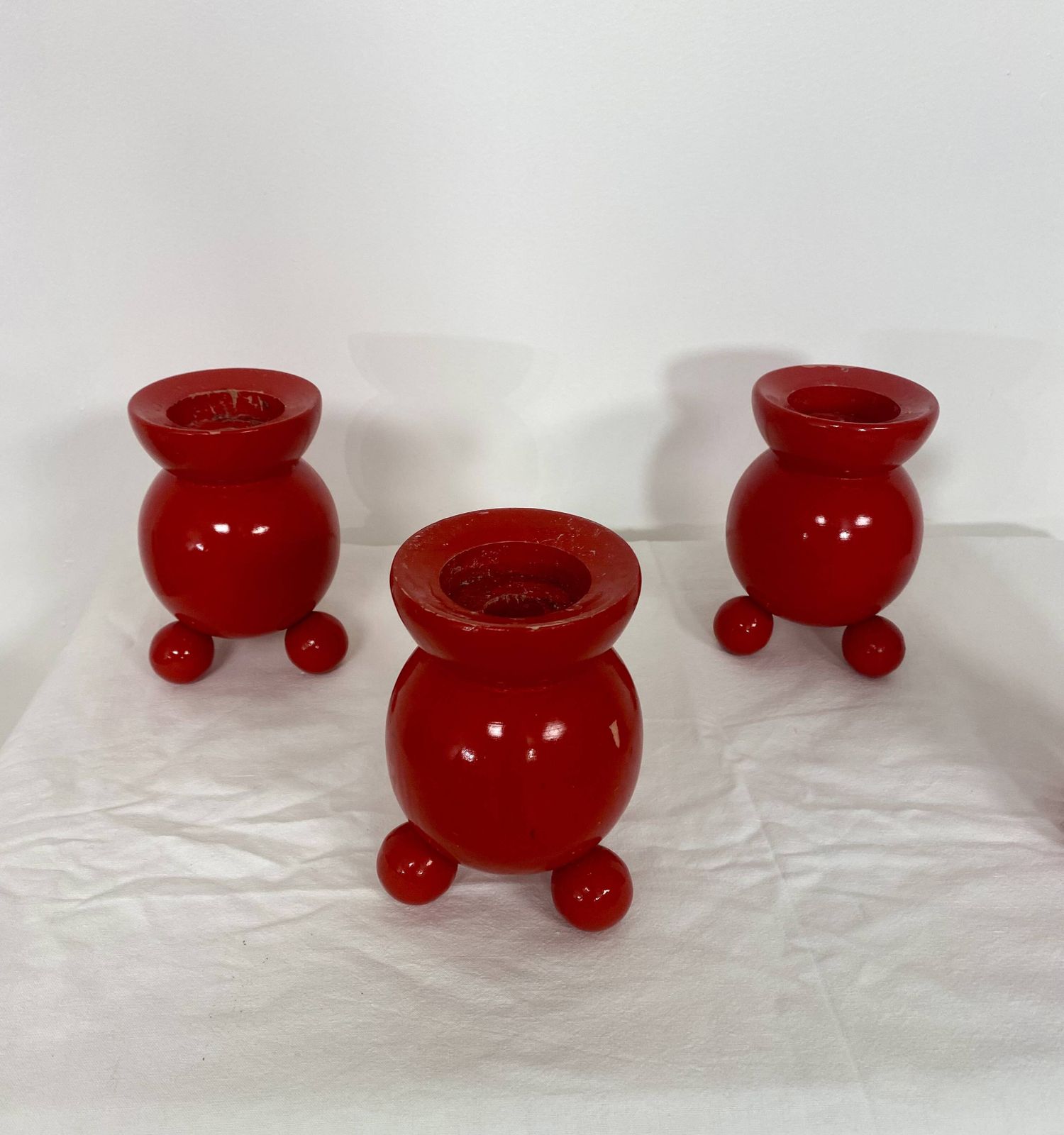 photo furniture Set Of 4 Swedish Wooden Candlesticks – 1950s