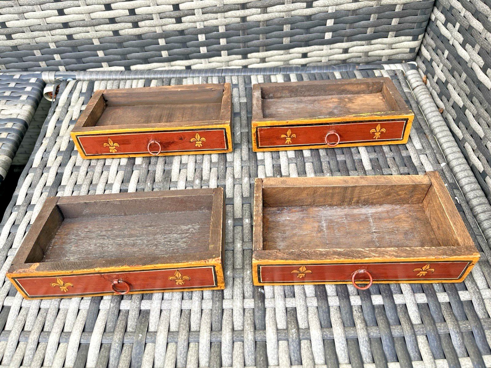 Vintage Miniature Wooden Chest Of Drawers Apprentice Piece French Toleware Style photo 195.0