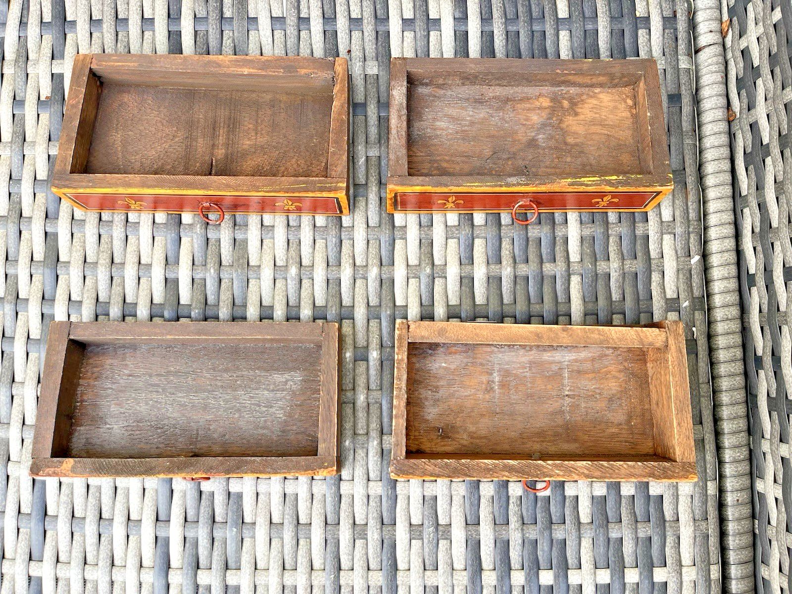 Vintage Miniature Wooden Chest Of Drawers Apprentice Piece French Toleware Style photo vinterior