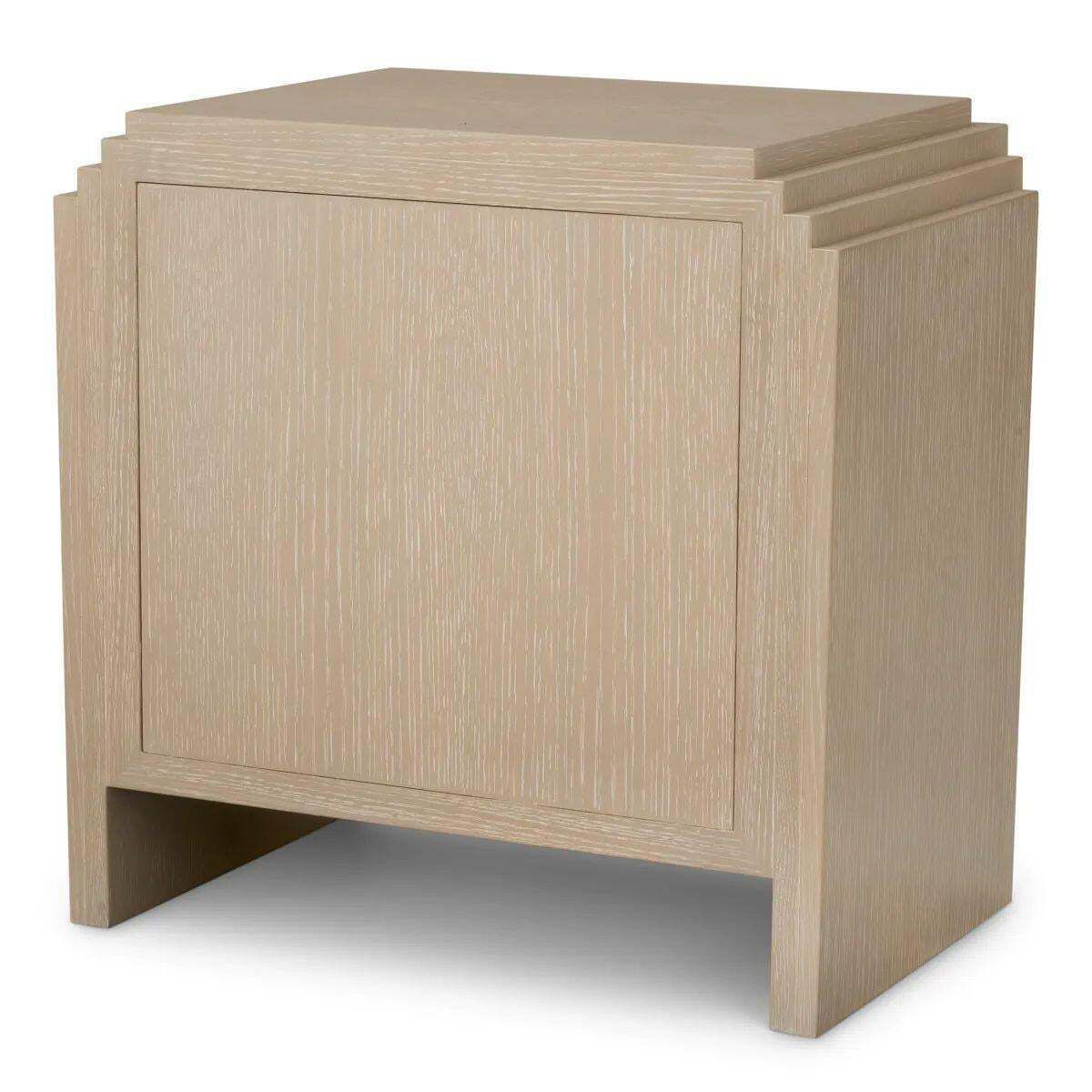 Set Of Two Art Deco Bedside Tables   Washed Oak Veneer, Bronze Finish photo buy