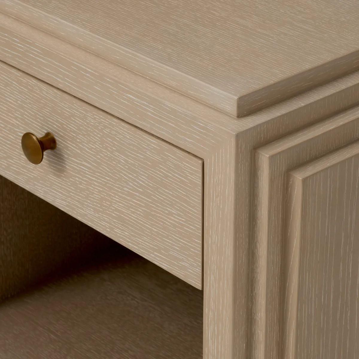 photo furniture Set Of Two Art Deco Bedside Tables   Washed Oak Veneer, Bronze Finish