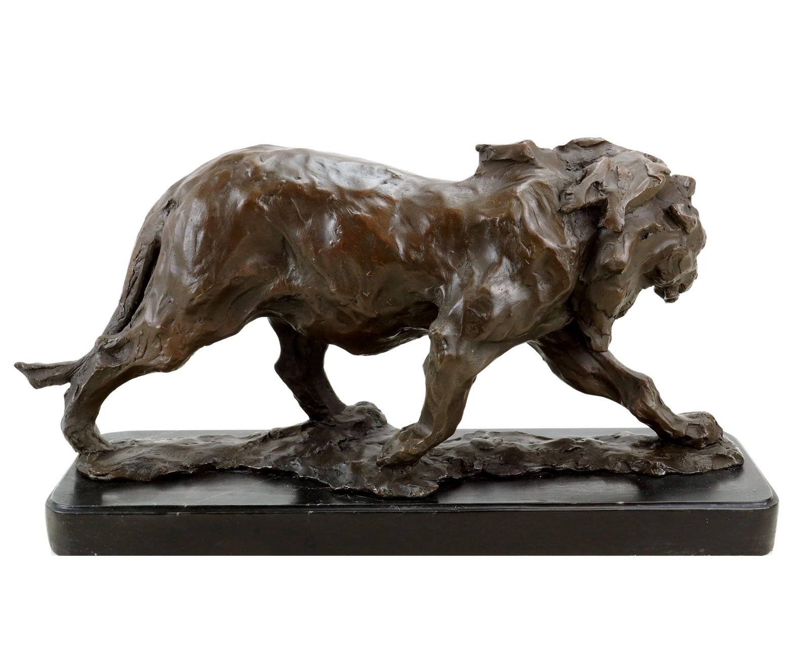 Statue Of A Walking Lion In The Style Of Rembrandt Bugatti. Bronze Sculpture. photo buy