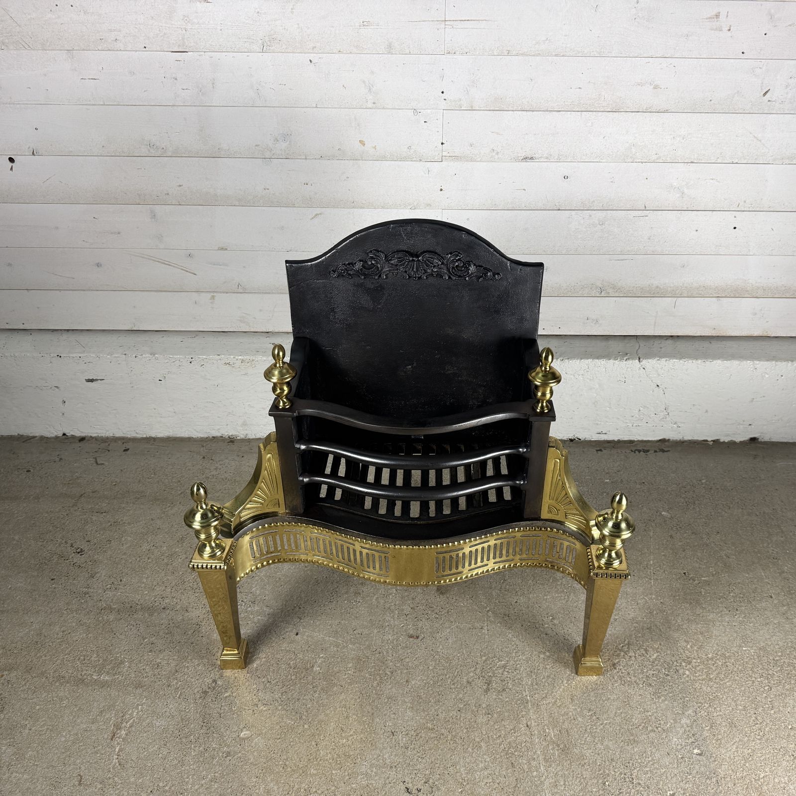 Reclaimed Georgian Style Iron And Brass Fire Basket With Finials photo furniture