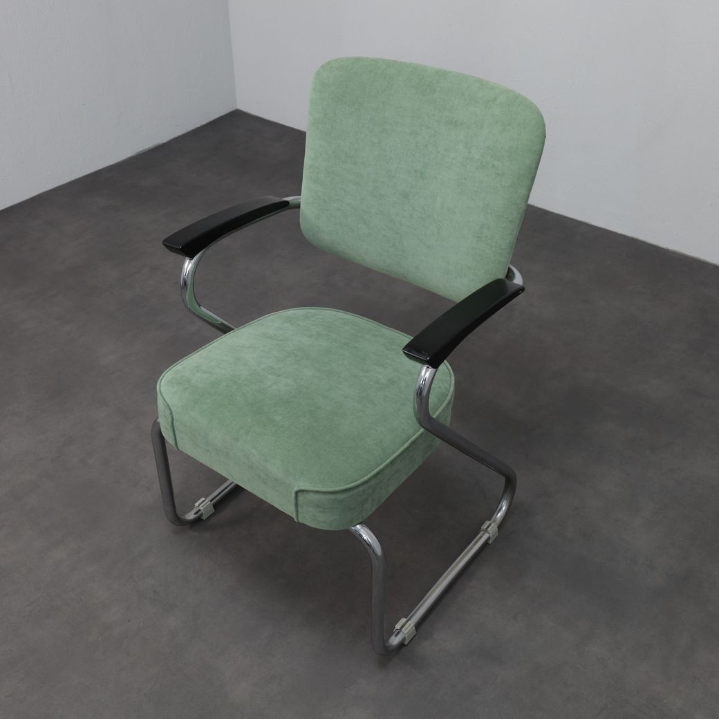 Pair Of Tubular Steel Armchairs By Paul Schuitema For Fana Metaal Netherlands 1950s photo buy