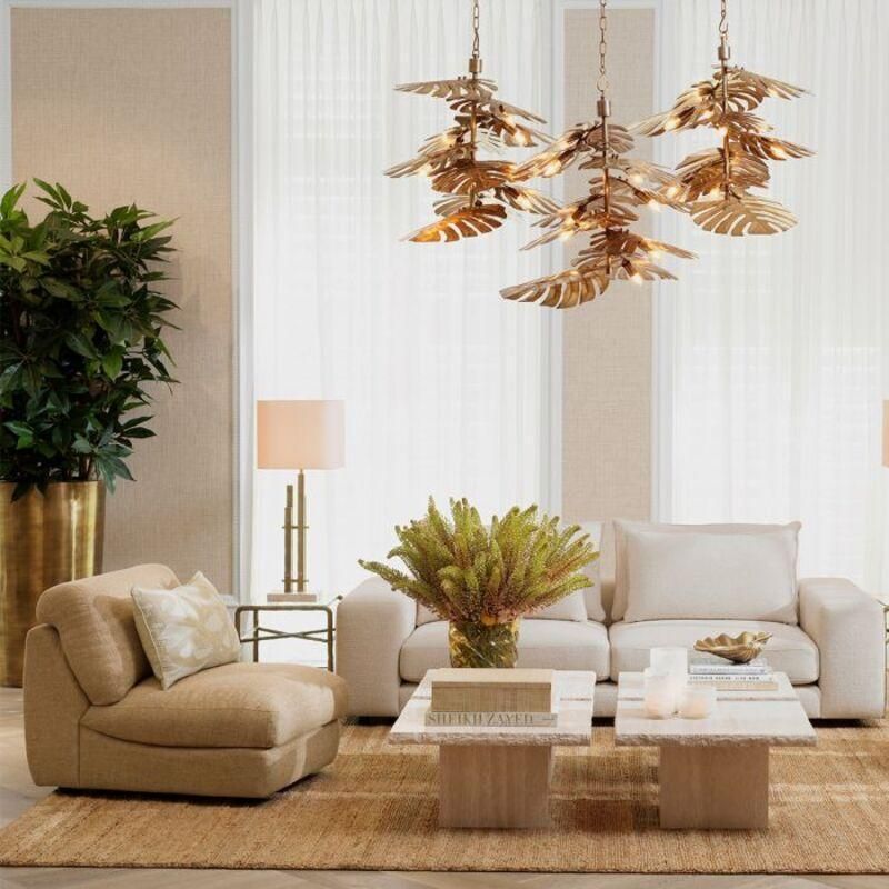 Vintage Brass Tropical Style Chandelier With A Sculptural Leaf Design  1 photo furniture
