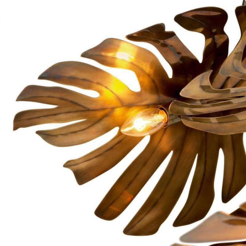 Vintage Brass Tropical Style Chandelier With A Sculptural Leaf Design  1 photo vinterior