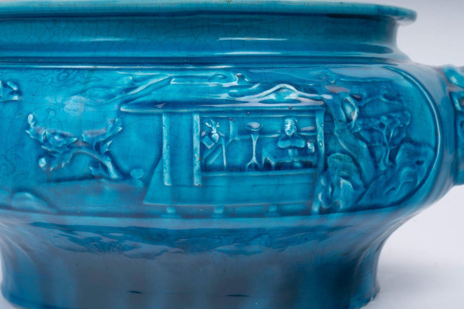 Blue Ceramic Planter, Am Designs/One, Longwy, Napoleon III Period. photo furniture