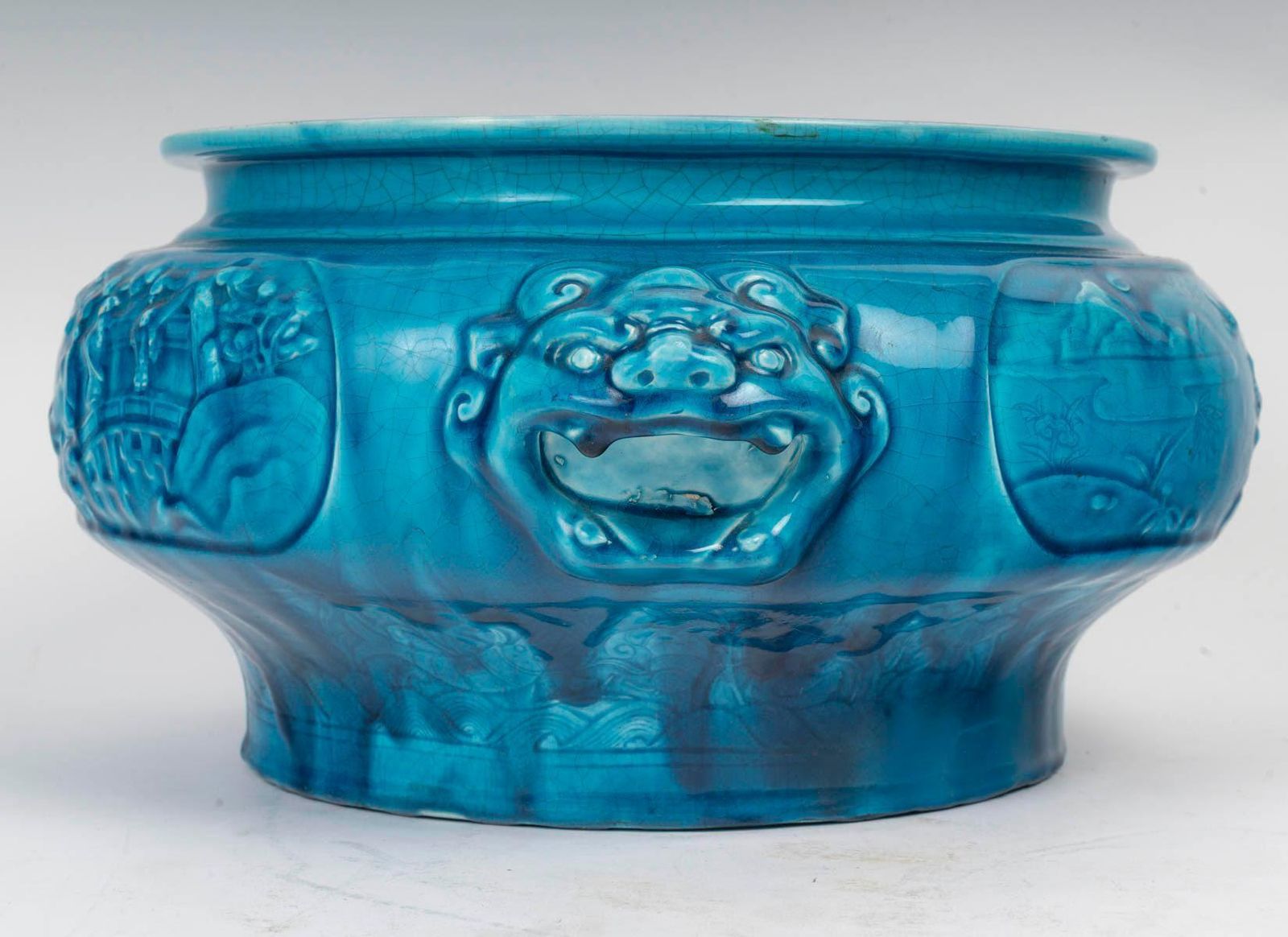 photo furniture Blue Ceramic Planter, Am Designs/One, Longwy, Napoleon III Period.