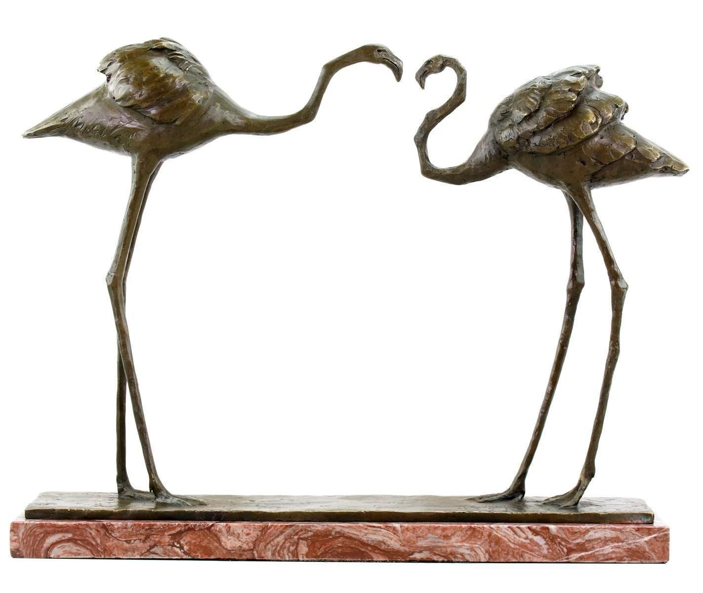 Bronze Statue Of Two Pink Flamingos In The Style Of Rembrandt Bugatti photo vintage