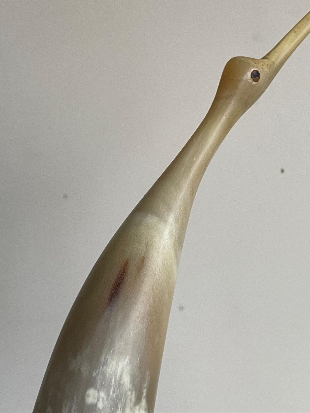 Extra Large Mid Century Sculpture Carved Bone Or Horn Of A Heron photo for sale