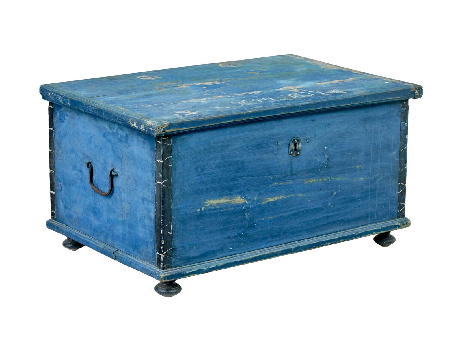 19th Century Swedish Hand Painted Pine Blanket Box