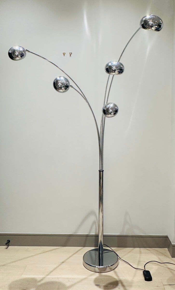 photo furniture 1980s German Modernist Christian Koban For Dom Polished 5 Arm Arc Floor Lamp