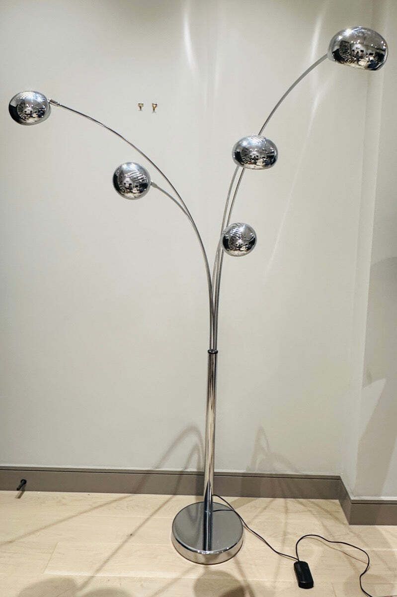 995.0 1980s German Modernist Christian Koban For Dom Polished 5 Arm Arc Floor Lamp photo