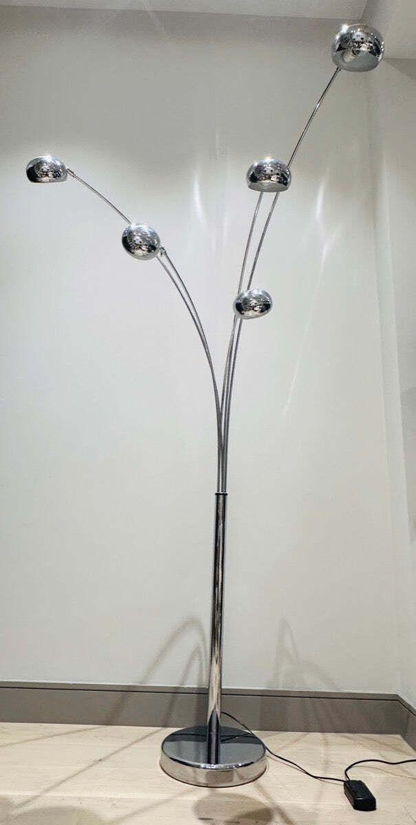 photo vinterior 1980s German Modernist Christian Koban For Dom Polished 5 Arm Arc Floor Lamp