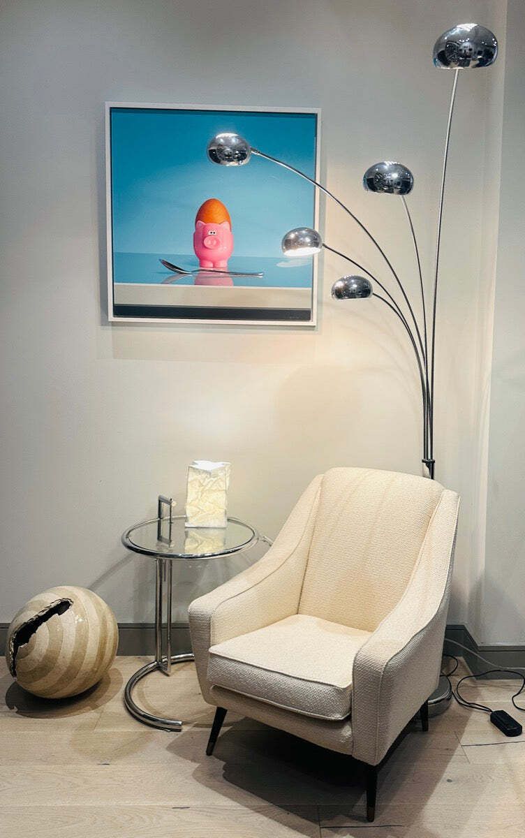 photo vintage 1980s German Modernist Christian Koban For Dom Polished 5 Arm Arc Floor Lamp