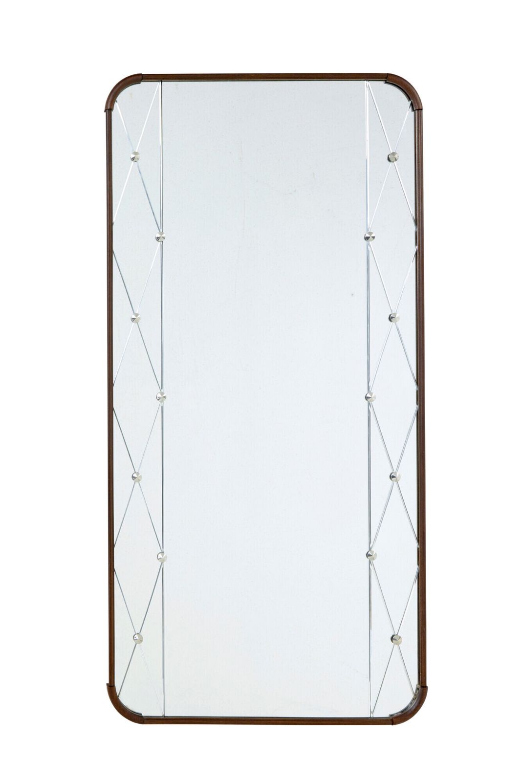 Mid Century Shaped Teak Frame Swedish Harlequin Mirror