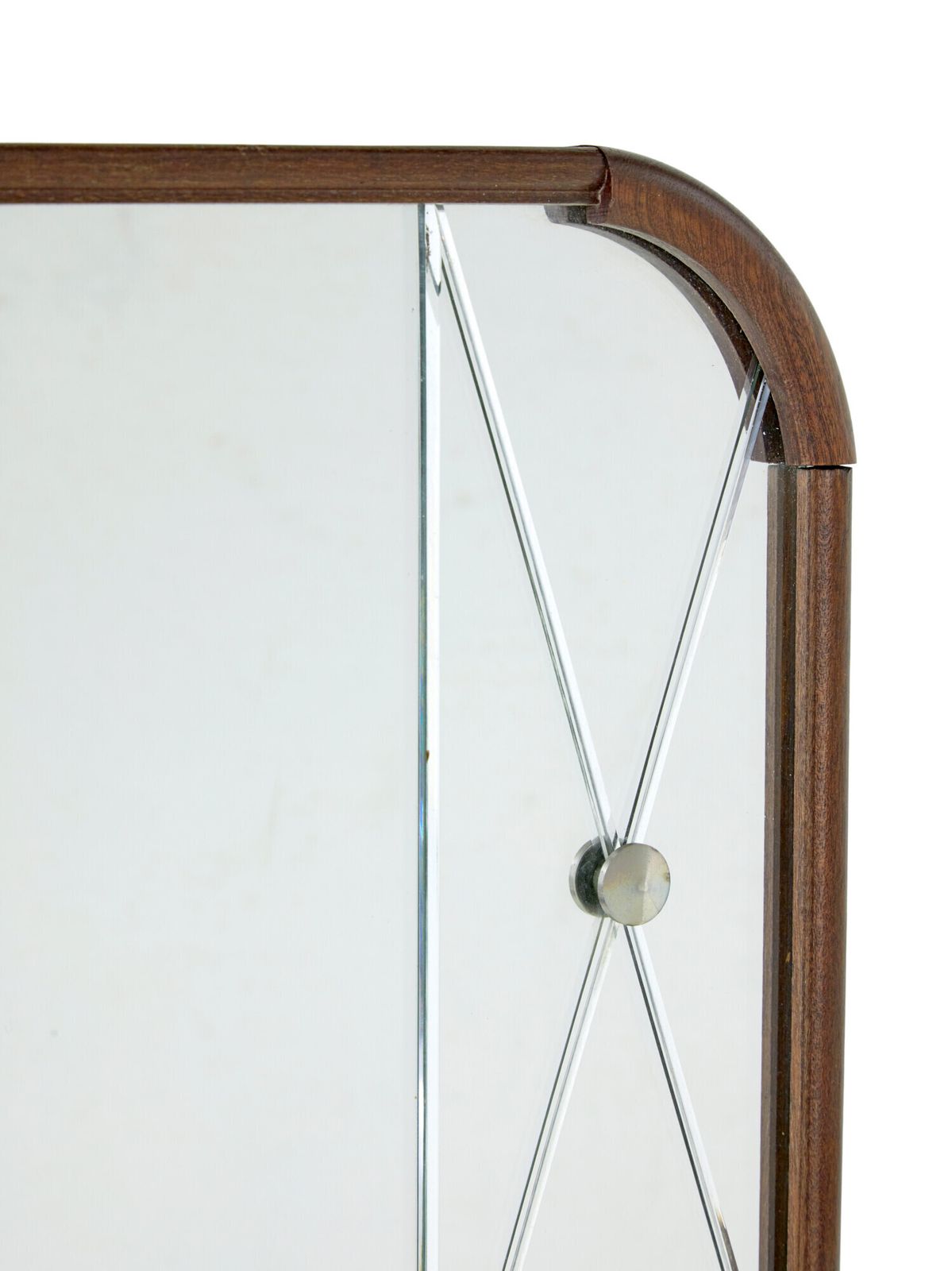 Mid Century Shaped Teak Frame Swedish Harlequin Mirror photo for sale
