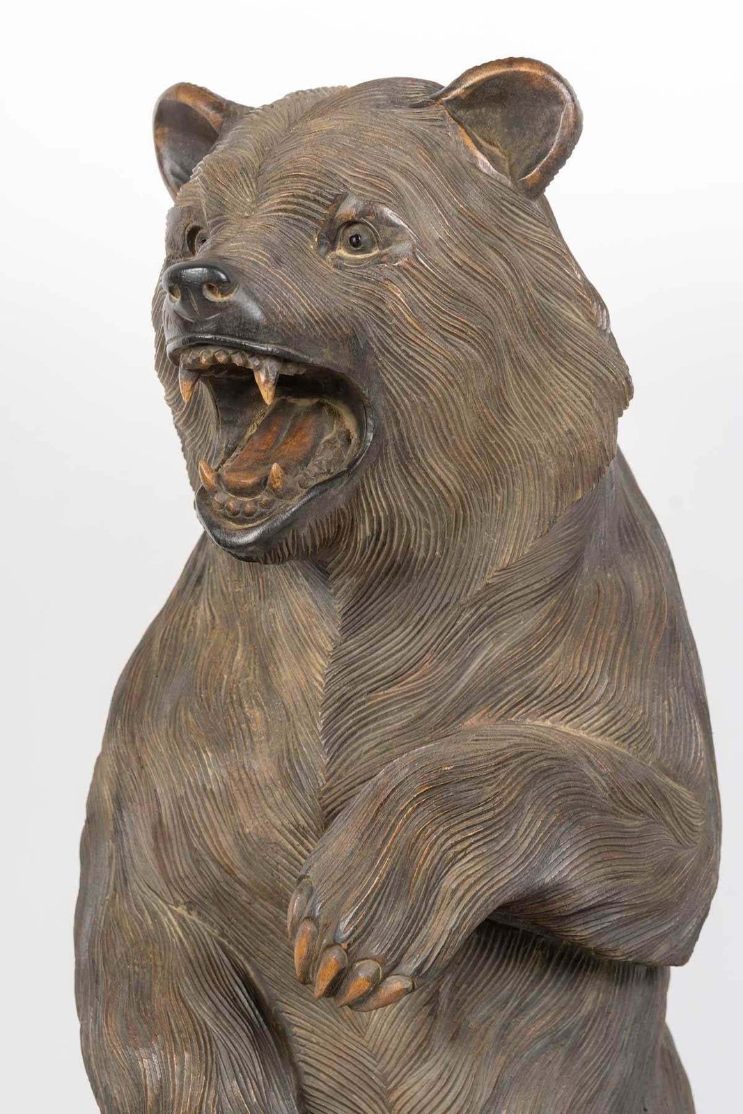 Large Carved Wooden Bear Sculpture, 20th Century. photo for sale