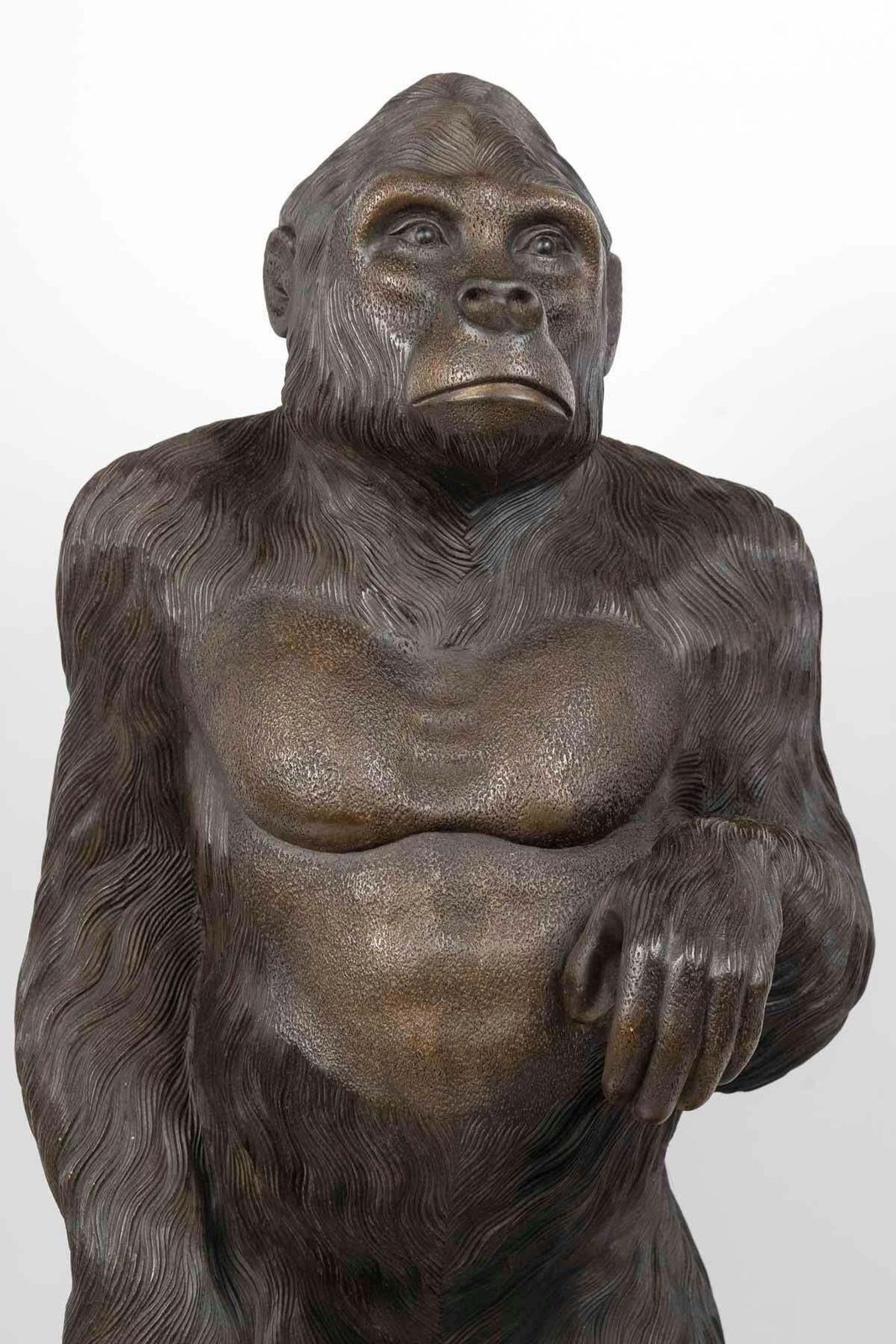 Large Carved Wooden Gorilla Sculpture, 20th Century. photo furniture