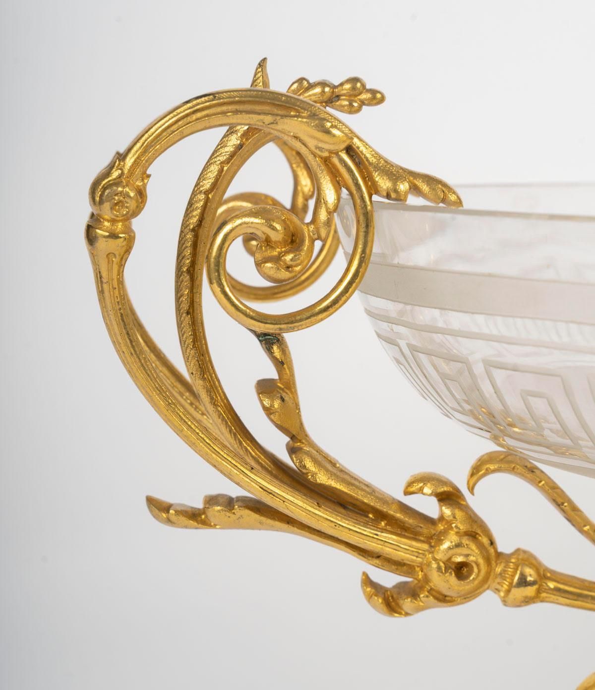 Gilt Bronze And Crystal Bowl, 19th Century, Napoleon III Period. photo for sale