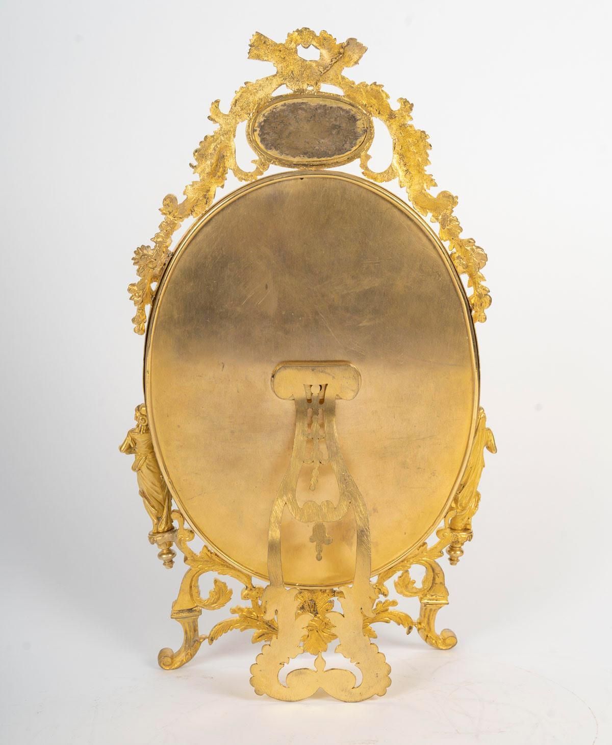 Napoleon III Period Table Mirror In Gilt Bronze And Sèvres Enameled Porcelain photo buy