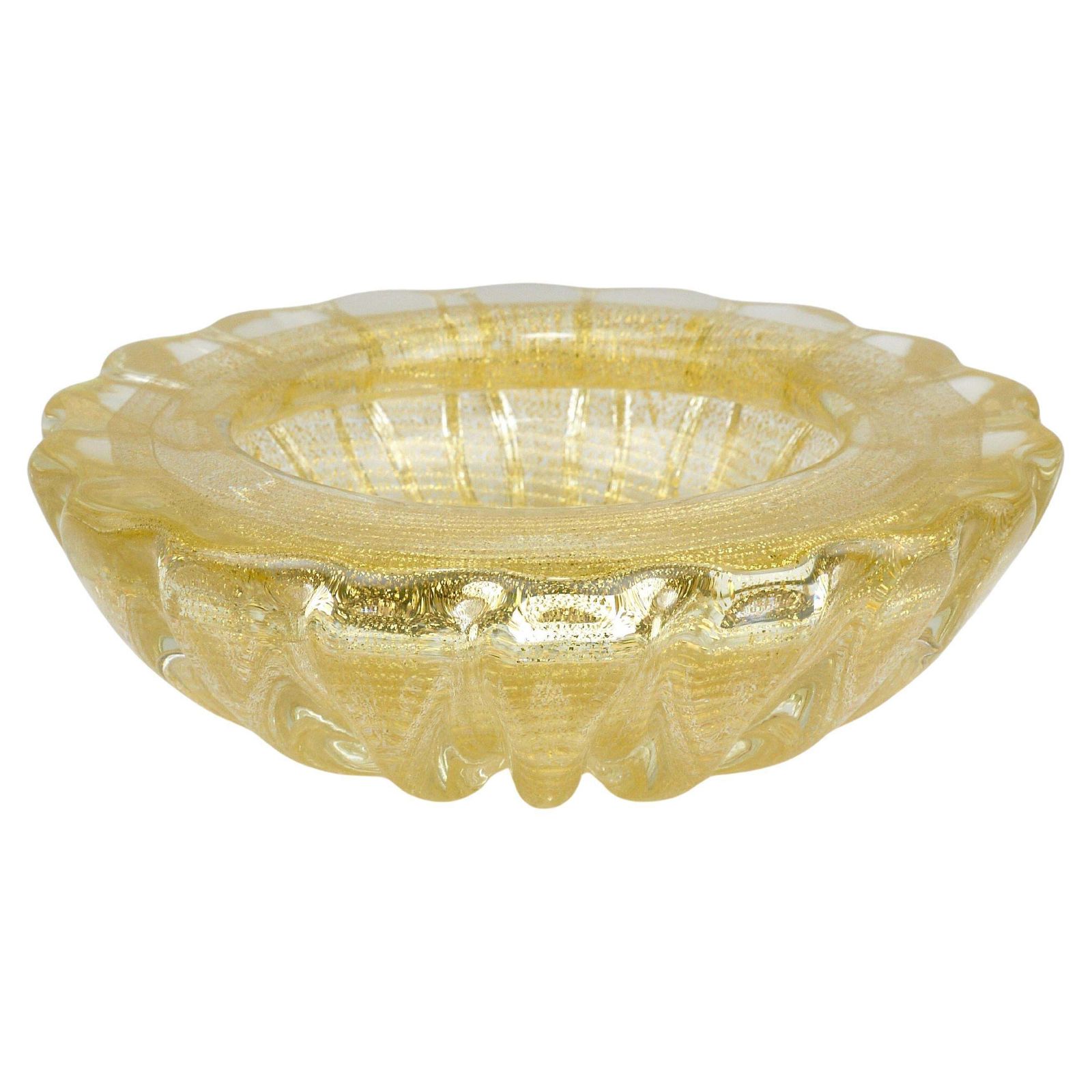 Ercole Barovier & Toso Cordonato D’oro Golden Murano Glass Bowl, Italy, 1960s